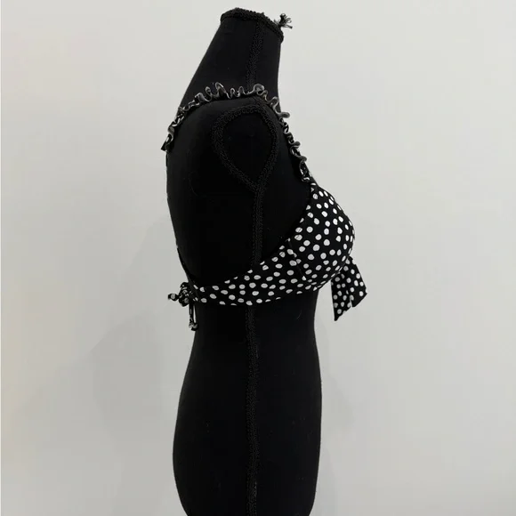 California Waves Black and White Polka Dot Bikini Top - Picture 3 of 7